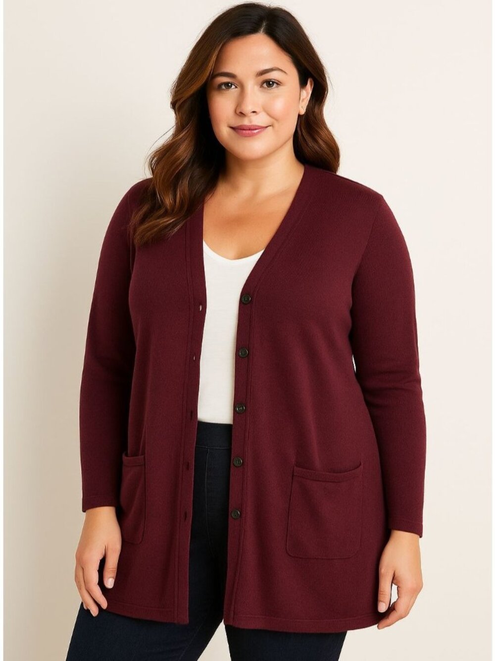 J Jill Women Cardigan Sweater V Neck Button Purple Cotton Rayon Knit Size L